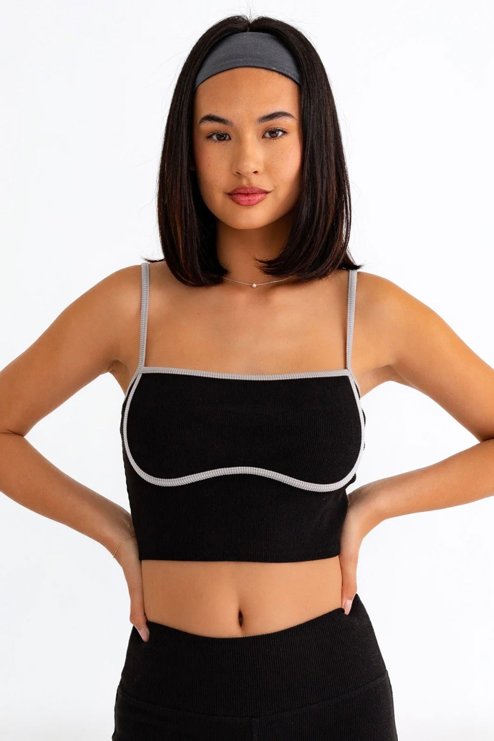 Le Lis Ribbed Crop Cami and High Waist Brushed Set