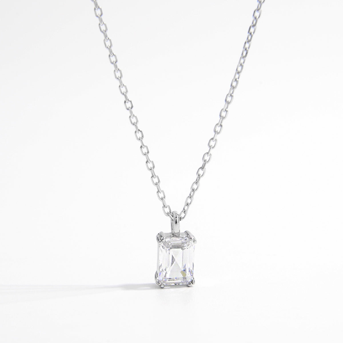 Platinum Plated Zircon Pendant Necklace