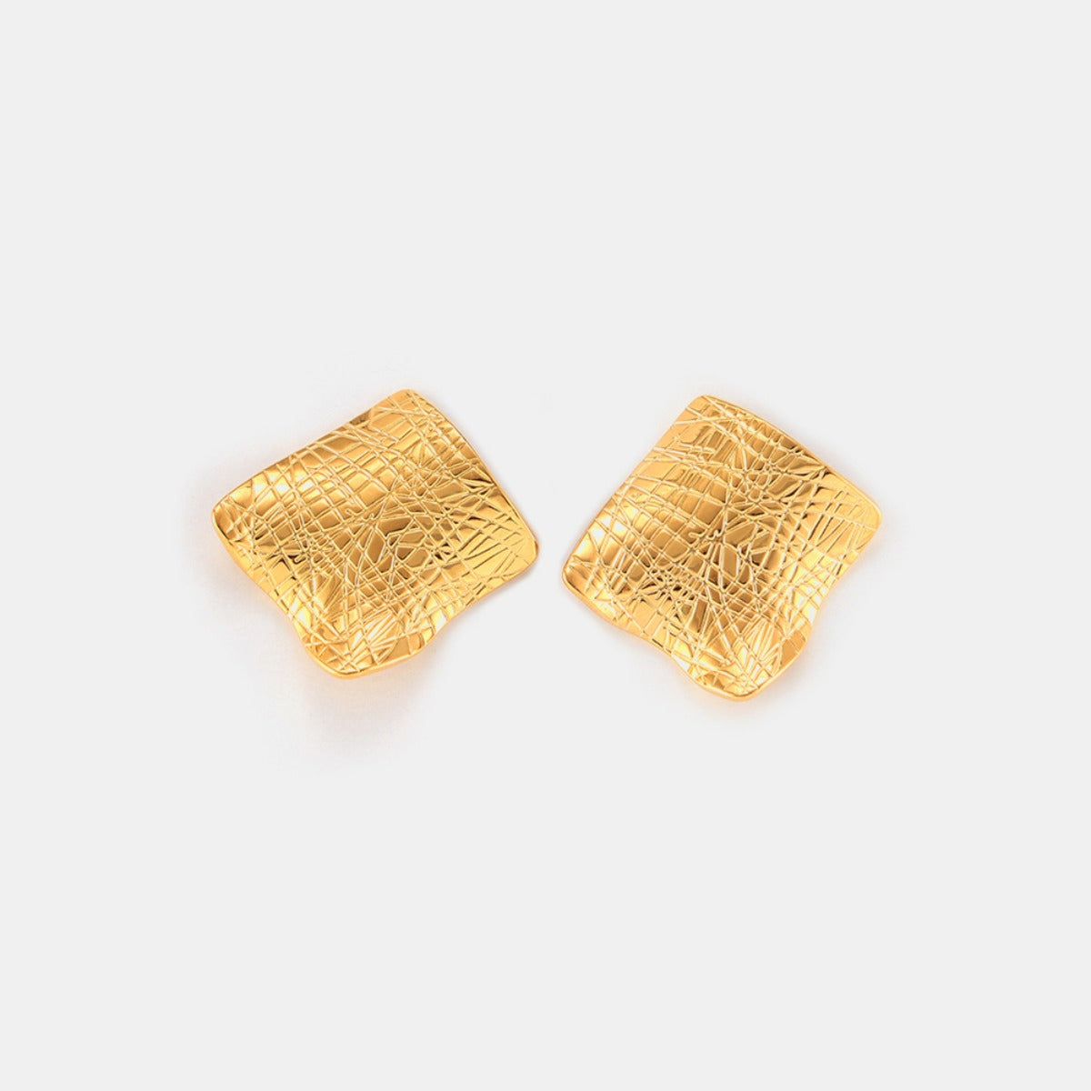 Textured 18K Gold Plated Stud Earrings