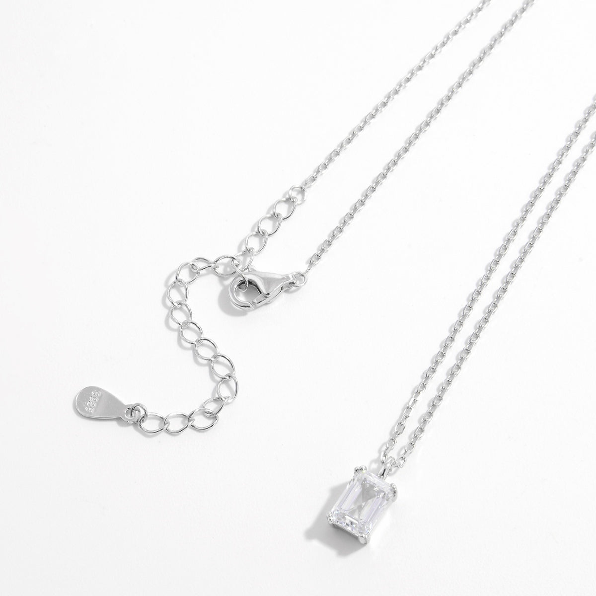 Platinum Plated Zircon Pendant Necklace