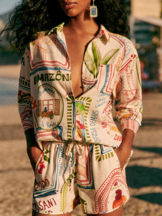 Long-sleeved casual loose vacation set
